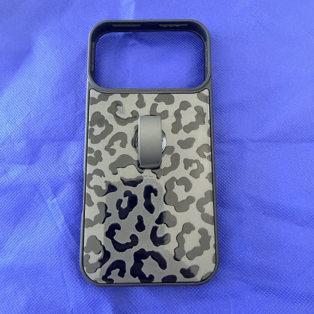 IPhone 17 / 18 Pro Max Gray Leopard Cheetah Print Strap Phone Case Hard Cover